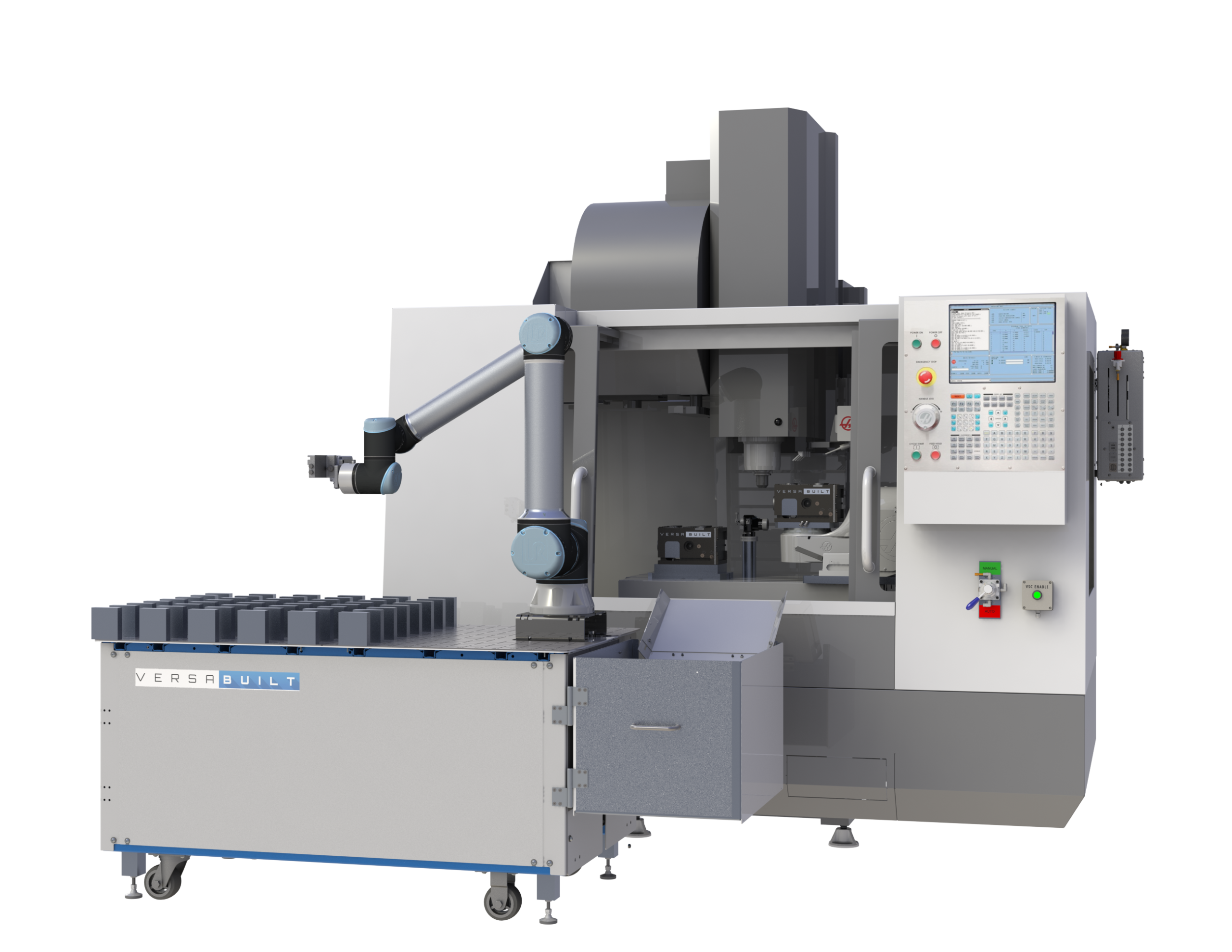 Mill Automation System with MultiGrip, UR10e robot, and VersaCart
